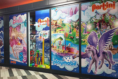 fully wrapped window kids toy store